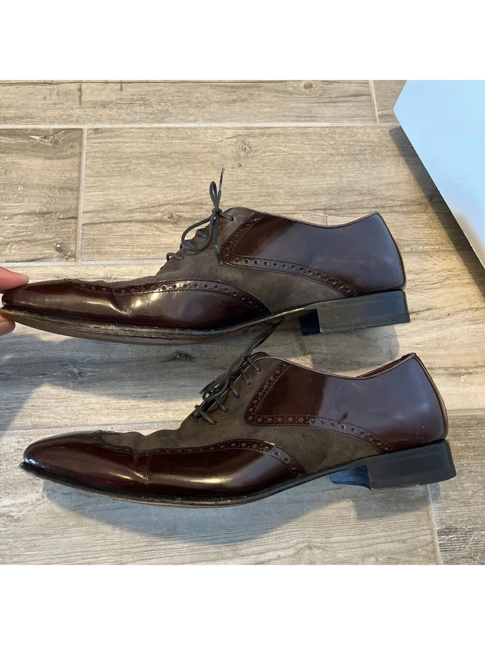 MEZLAN 1968 MENS DRESS OXFORDS LEATHER SUEDE SIZE 10.5M MADE IN SPAIN OXBLOOD